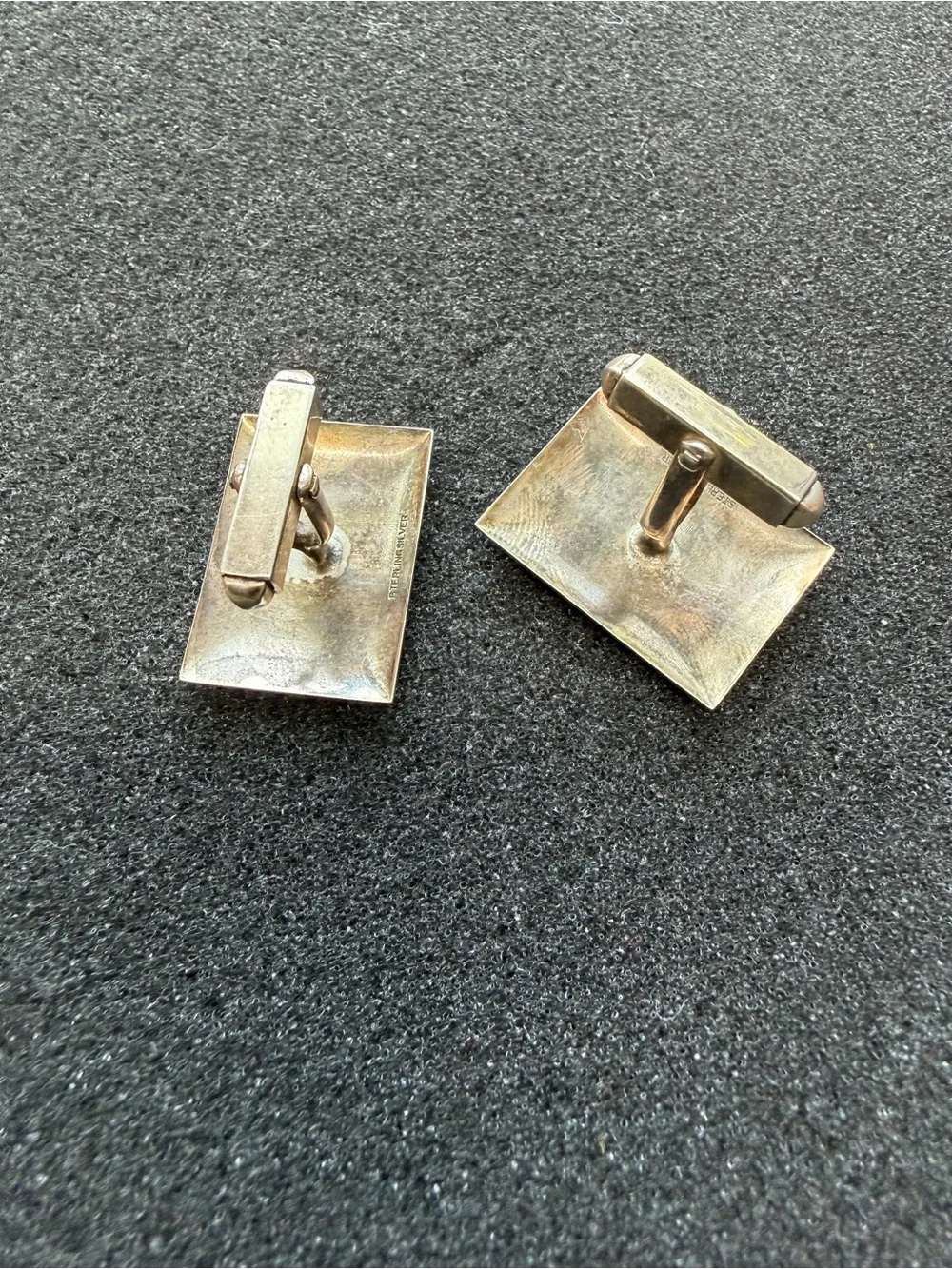 Vintage Damascene Sterling Silver and 14k Gold Inlay Cufflinks